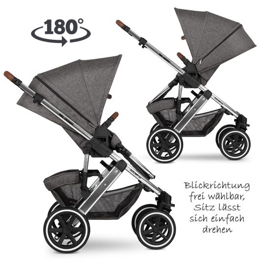 ABC Design 3in1 Kinderwagen-Set Salsa 4 Air - Diamond Edition - inkl. Babyschale Tulip & XXL Zubehörpaket - Asphalt