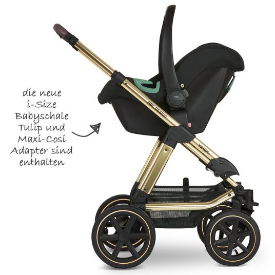 ABC Design 3in1 Kinderwagen-Set Salsa 4 Air - Diamond Edition - inkl. Babyschale Tulip & XXL Zubehörpaket - Champagne