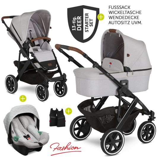 ABC Design 3in1 Stroller Set Salsa 4 Air - Fashion Edition Starter Set Deer - incl. Baby Car Seat Tulip & XXL Accessories Package