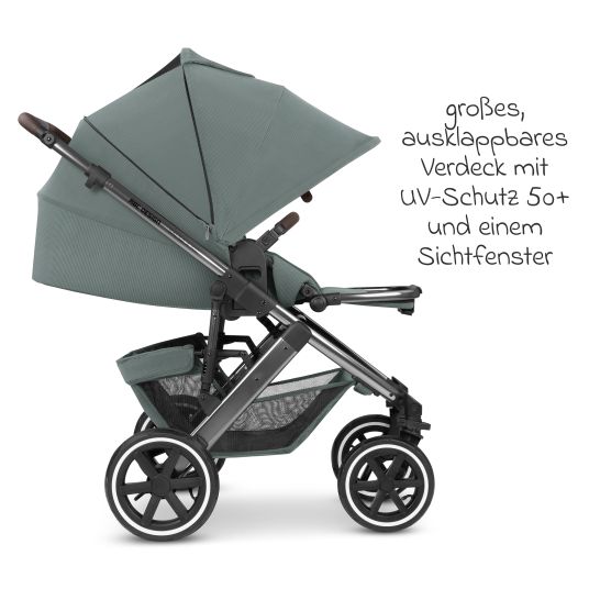 ABC Design 3in1 Kinderwagen-Set Salsa 4 Air - inkl. Babywanne, Autositz Pebble Pro, Sportsitz, Greifling, Buggybuch und XXL Zubehörpaket - Aloe