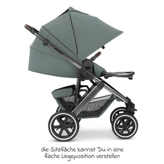 ABC Design 3in1 Kinderwagen-Set Salsa 4 Air - inkl. Babywanne, Autositz Pebble Pro, Sportsitz, Greifling, Buggybuch und XXL Zubehörpaket - Aloe