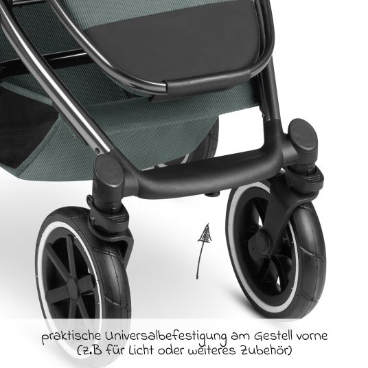 ABC Design 3in1 Kinderwagen-Set Salsa 4 Air - inkl. Babywanne, Autositz Pebble Pro, Sportsitz, Greifling, Buggybuch und XXL Zubehörpaket - Aloe