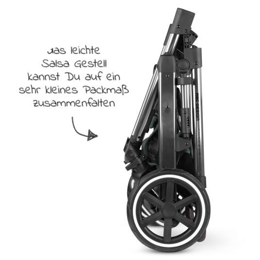 ABC Design 3in1 Kinderwagen-Set Salsa 4 Air - inkl. Babywanne, Autositz Pebble Pro, Sportsitz, Greifling, Buggybuch und XXL Zubehörpaket - Aloe