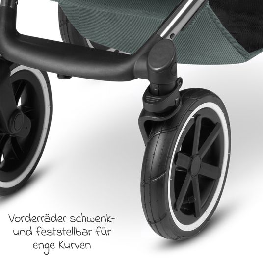 ABC Design 3in1 Kinderwagen-Set Salsa 4 Air - inkl. Babywanne, Autositz Pebble Pro, Sportsitz, Greifling, Buggybuch und XXL Zubehörpaket - Aloe