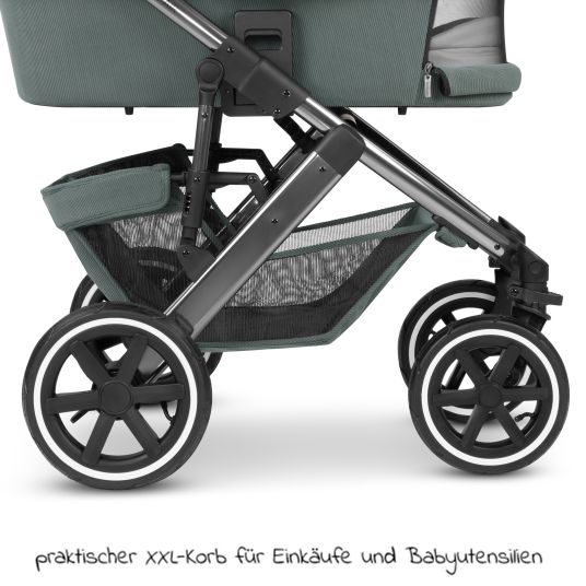 ABC Design 3in1 Kinderwagen-Set Salsa 4 Air - inkl. Babywanne, Autositz Pebble Pro, Sportsitz, Greifling, Buggybuch und XXL Zubehörpaket - Aloe