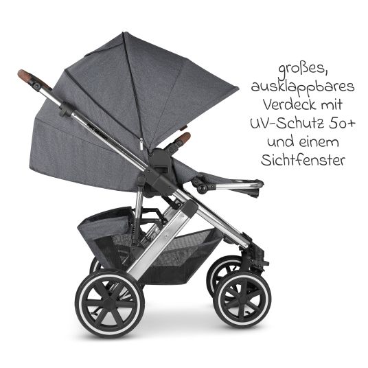 ABC Design 3in1 Kinderwagen-Set Salsa 4 Air - inkl. Babywanne, Autositz Pebble Pro, Sportsitz, Greifling, Buggybuch und XXL Zubehörpaket - Asphalt