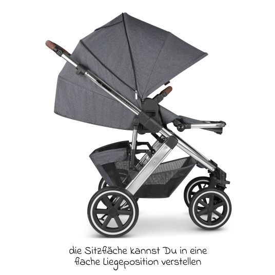 ABC Design 3in1 Kinderwagen-Set Salsa 4 Air - inkl. Babywanne, Autositz Pebble Pro, Sportsitz, Greifling, Buggybuch und XXL Zubehörpaket - Asphalt