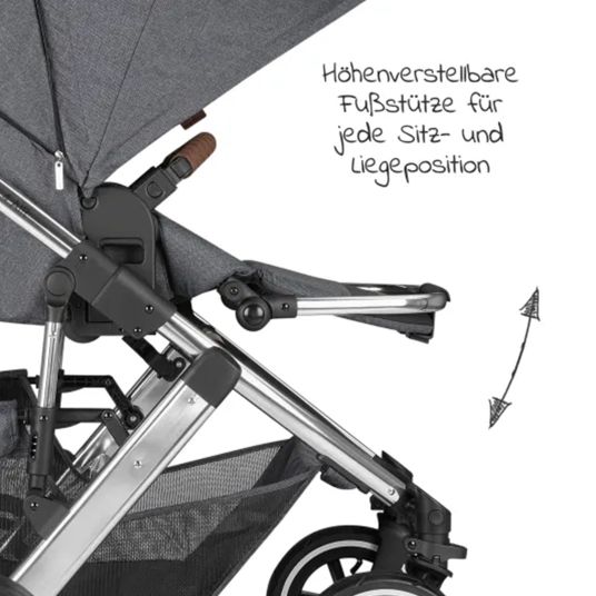 ABC Design 3in1 Kinderwagen-Set Salsa 4 Air - inkl. Babywanne, Autositz Pebble Pro, Sportsitz, Greifling, Buggybuch und XXL Zubehörpaket - Asphalt