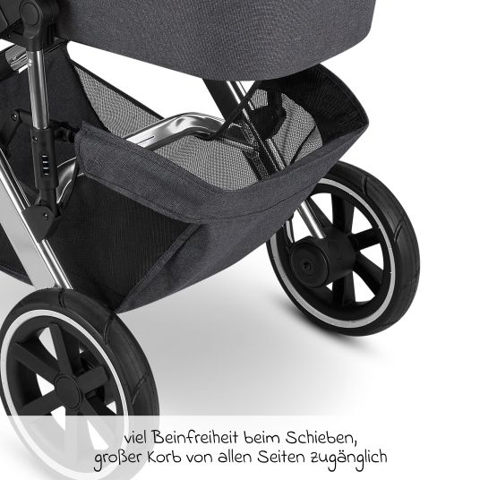 ABC Design 3in1 Kinderwagen-Set Salsa 4 Air - inkl. Babywanne, Autositz Pebble Pro, Sportsitz, Greifling, Buggybuch und XXL Zubehörpaket - Asphalt