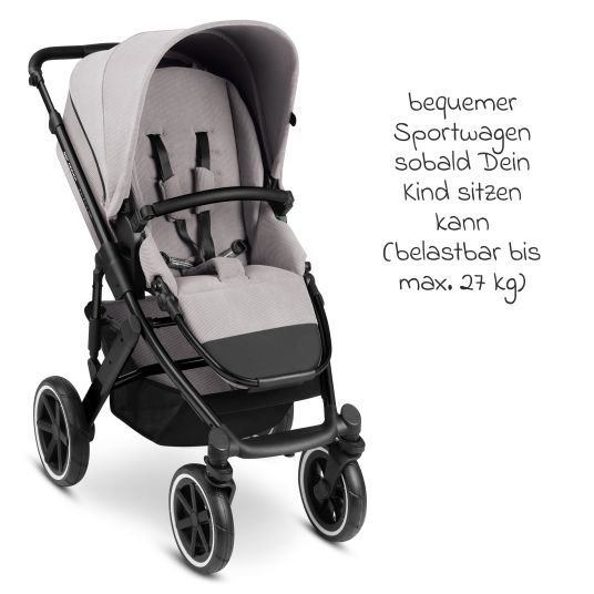 ABC Design 3in1 Kinderwagen-Set Salsa 4 Air - inkl. Babywanne, Autositz Pebble Pro, Sportsitz, Greifling, Buggybuch und XXL Zubehörpaket - Biscuit