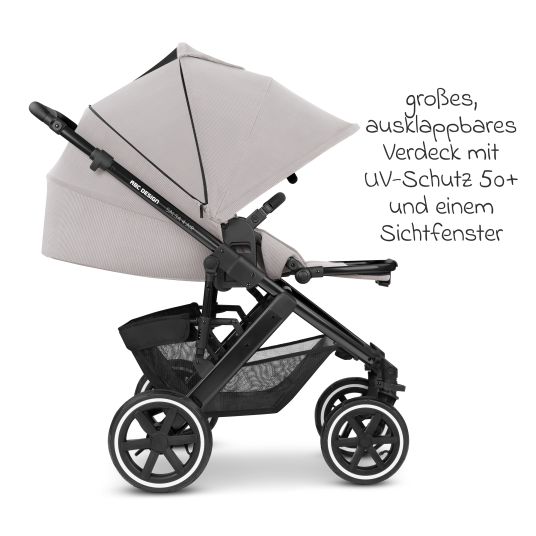 ABC Design 3in1 Kinderwagen-Set Salsa 4 Air - inkl. Babywanne, Autositz Pebble Pro, Sportsitz, Greifling, Buggybuch und XXL Zubehörpaket - Biscuit