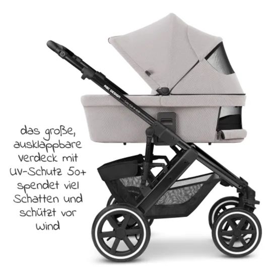 ABC Design 3in1 Kinderwagen-Set Salsa 4 Air - inkl. Babywanne, Autositz Pebble Pro, Sportsitz, Greifling, Buggybuch und XXL Zubehörpaket - Biscuit