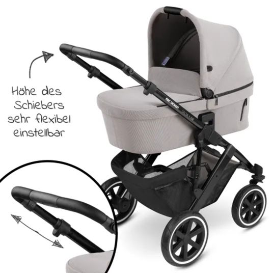 ABC Design 3in1 Kinderwagen-Set Salsa 4 Air - inkl. Babywanne, Autositz Pebble Pro, Sportsitz, Greifling, Buggybuch und XXL Zubehörpaket - Biscuit