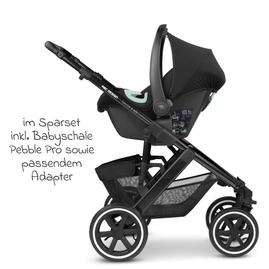 ABC Design 3in1 Kinderwagen-Set Salsa 4 Air - inkl. Babywanne, Autositz Pebble Pro, Sportsitz, Greifling, Buggybuch und XXL Zubehörpaket - Biscuit