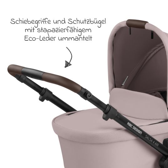 ABC Design 3in1 Kinderwagen-Set Salsa 4 Air - inkl. Babywanne, Autositz Pebble Pro, Sportsitz, Greifling, Buggybuch und XXL Zubehörpaket - Pure Edition - Berry