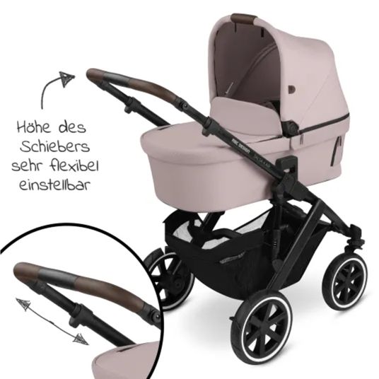 ABC Design Set passeggino 3in1 Salsa 4 Air - include navicella, seggiolino auto Pebble Pro, seggiolino sportivo, giocattolo da afferrare, libro per passeggino e pacchetto accessori XXL - Pure Edition - Berry