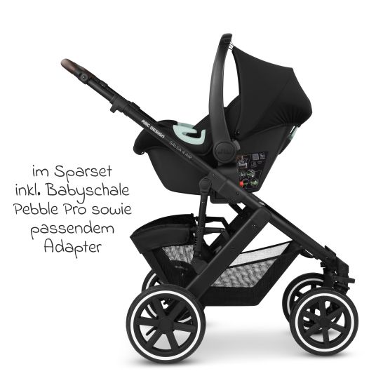 ABC Design Set passeggino 3in1 Salsa 4 Air - include navicella, seggiolino auto Pebble Pro, seggiolino sportivo, giocattolo da afferrare, libro per passeggino e pacchetto accessori XXL - Pure Edition - Berry