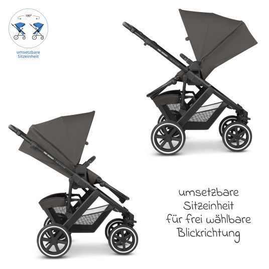 ABC Design Set passeggino 3in1 Salsa 4 Air - incluso navicella, seggiolino auto Pebble Pro, seggiolino sportivo con pacchetto accessori XXL - Cloud