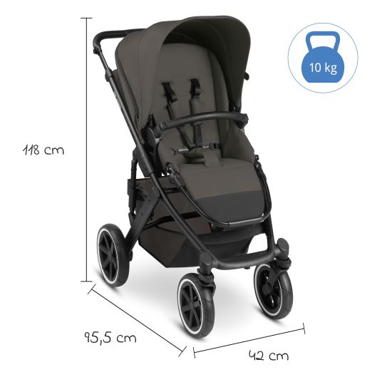 ABC Design Set passeggino 3in1 Salsa 4 Air - incluso navicella, seggiolino auto Pebble Pro, seggiolino sportivo con pacchetto accessori XXL - Cloud