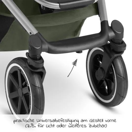 ABC Design 3in1 Salsa 4 Air baby carriage set - incl. carrycot, Tulip car seat, sports seat and XXL accessory pack - Olive