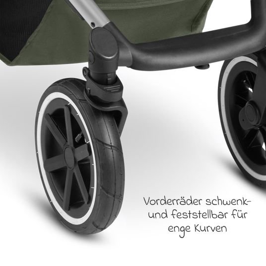 ABC Design 3in1 Kinderwagen-Set Salsa 4 Air - inkl. Babywanne, Autositz Tulip, Sportsitz und XXL Zubehörpaket - Olive