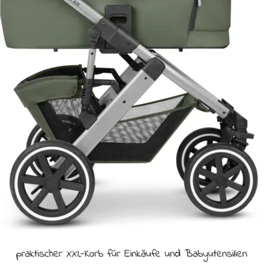 ABC Design 3in1 Kinderwagen-Set Salsa 4 Air - inkl. Babywanne, Autositz Tulip, Sportsitz und XXL Zubehörpaket - Olive