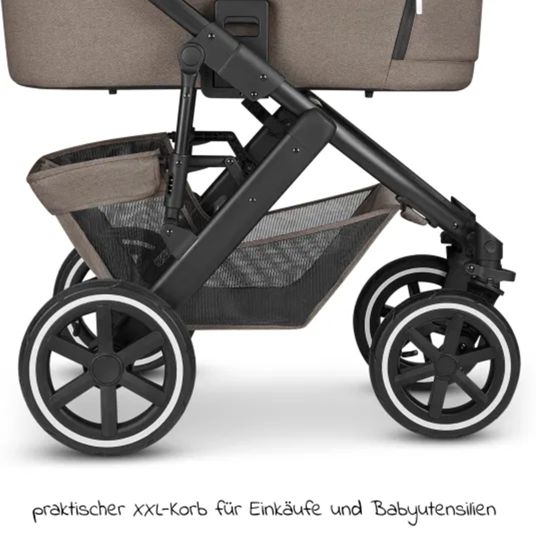 ABC Design 3in1 Salsa 4 Air baby carriage set - incl. carrycot, Tulip car seat, sports seat and XXL accessory pack - Pure Edition - Nature
