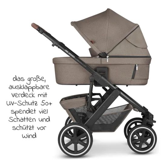 ABC Design 3in1 Kinderwagen-Set Salsa 4 Air - inkl. Babywanne, Autositz Tulip, Sportsitz und XXL Zubehörpaket - Pure Edition - Nature