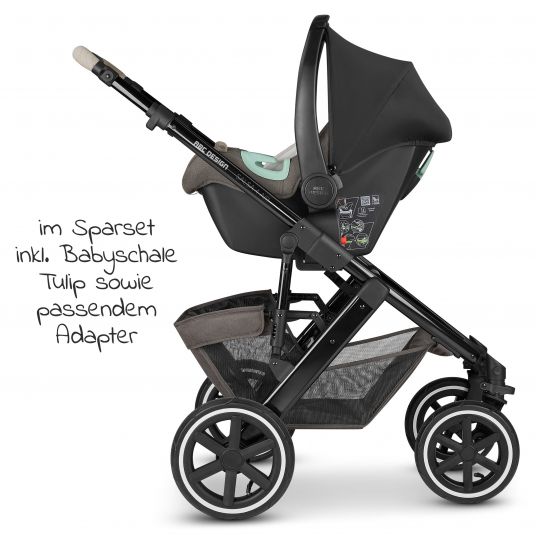 ABC Design 3in1 Kinderwagen-Set Salsa 4 Air - inkl. Babywanne, Autositz Tulip, Sportsitz und Zubehörpaket - Diamond Edition - Herb