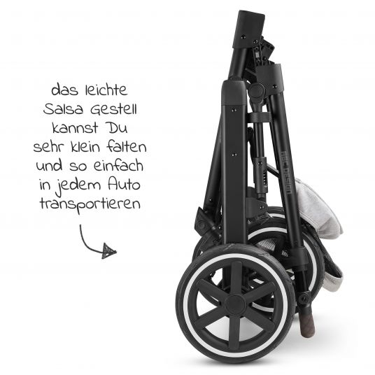 ABC Design 3in1 Kinderwagen-Set Salsa 4 Air - inkl. Babywanne, Babyschale Tulip Black, Sportsitz und Zubehörpaket - Fashion Edition - Mineral
