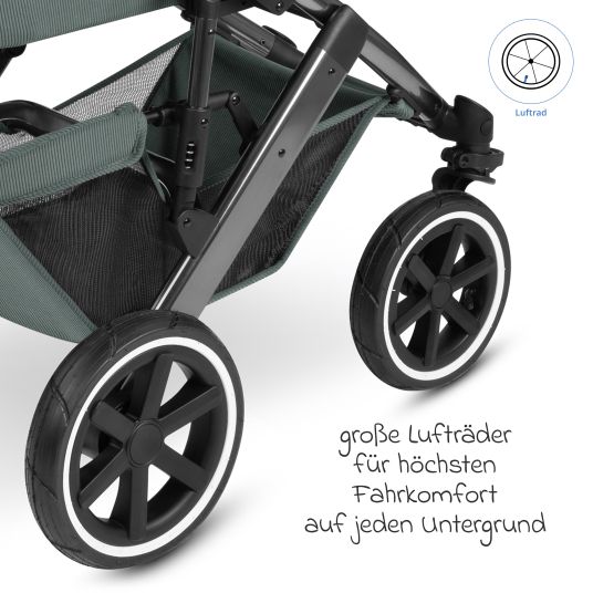 ABC Design Set passeggino 3in1 Salsa 4 Air - incluso navicella, seggiolino auto Tulip, seggiolino sportivo con pacchetto accessori XXL - Aloe