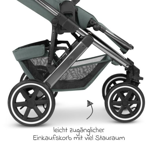 ABC Design Set passeggino 3in1 Salsa 4 Air - incluso navicella, seggiolino auto Tulip, seggiolino sportivo con pacchetto accessori XXL - Aloe