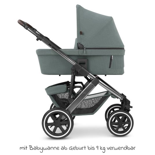 ABC Design Set passeggino 3in1 Salsa 4 Air - incluso navicella, seggiolino auto Tulip, seggiolino sportivo con pacchetto accessori XXL - Aloe