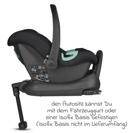 ABC Design Set passeggino 3in1 Salsa 4 Air - incluso navicella, seggiolino auto Tulip, seggiolino sportivo con pacchetto accessori XXL - Aloe