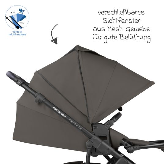 ABC Design 3in1 Kinderwagen-Set Salsa 4 Air - inkl. Babywanne, Babyschale Tulip, Sportsitz mit XXL Zubehörpaket - Cloud