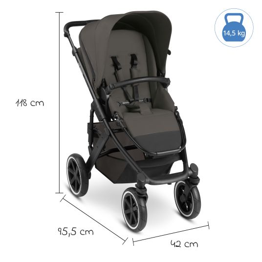 ABC Design 3in1 Kinderwagen-Set Salsa 4 Air - inkl. Babywanne, Babyschale Tulip, Sportsitz mit XXL Zubehörpaket - Cloud