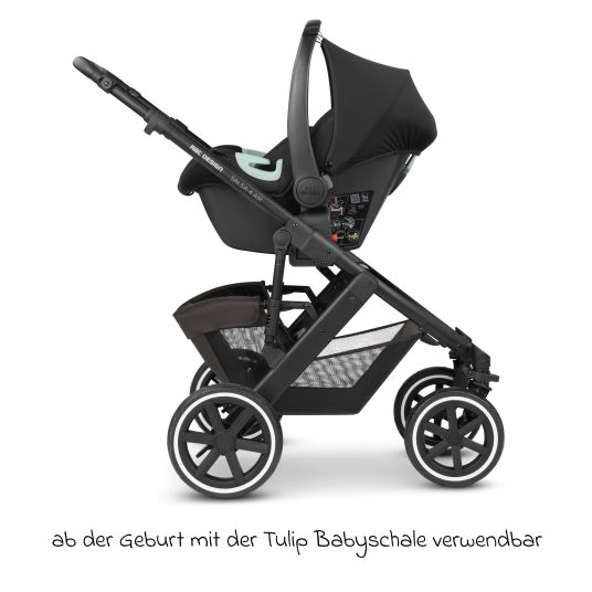 ABC Design 3in1 Kinderwagen-Set Salsa 4 Air - inkl. Babywanne, Babyschale Tulip, Sportsitz mit XXL Zubehörpaket - Cloud