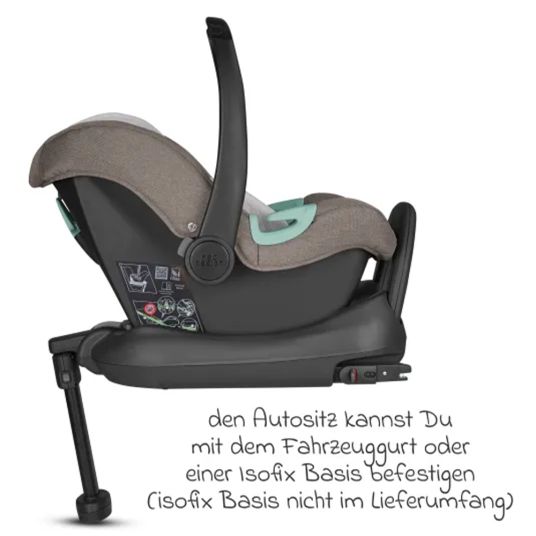 ABC Design Set passeggino 3in1 Salsa 4 Air - include navicella, seggiolino sportivo, seggiolino auto Tulip e adattatore - Pure Edition - Natura