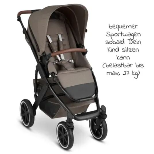 ABC Design Set passeggino 3in1 Salsa 4 Air - include navicella, seggiolino sportivo, seggiolino auto Tulip e adattatore - Pure Edition - Natura