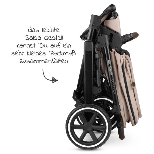 ABC Design 3in1 Kinderwagen-Set Salsa 4 Air Starter Set inkl. Tulip und XXL Zubehörpaket - Pure Edition - Grain Teddy