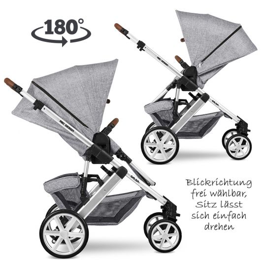 ABC Design 3in1 Stroller Set Salsa 4 - incl. Baby Car Seat Tulip & XXL Accessory Pack - Graphite Grey