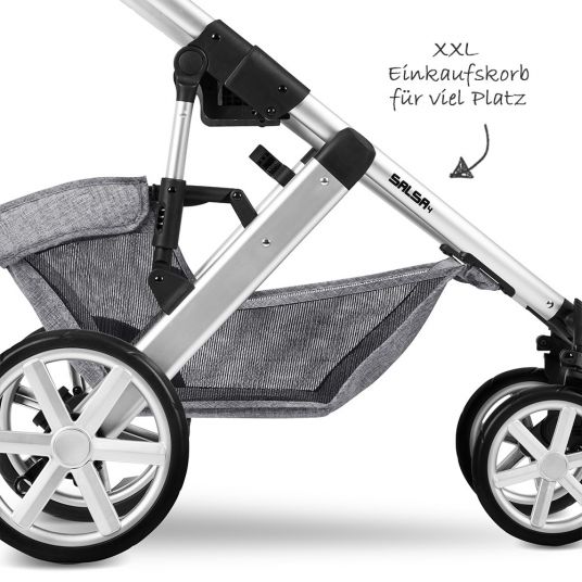 ABC Design 3in1 Kinderwagen-Set Salsa 4 - inkl. Babyschale Tulip & XXL Zubehörpaket - Graphite Grey