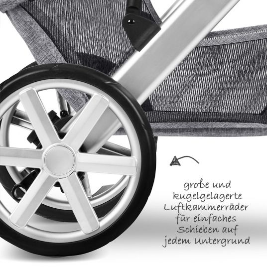 ABC Design 3in1 Kinderwagen-Set Salsa 4 - inkl. Babyschale Tulip & XXL Zubehörpaket - Graphite Grey