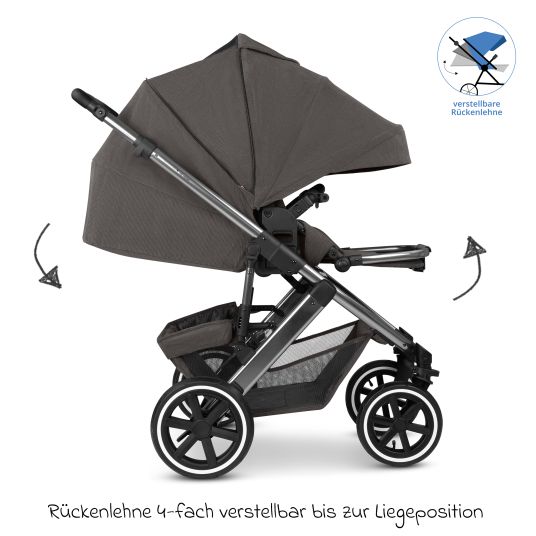 ABC Design Set passeggino 3in1 Salsa 5 Air - incluso navicella, seggiolino auto Pebble Pro, seggiolino sportivo con pacchetto accessori XXL - Almond