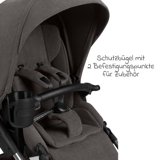 ABC Design Set passeggino 3in1 Salsa 5 Air - incluso navicella, seggiolino auto Pebble Pro, seggiolino sportivo con pacchetto accessori XXL - Almond