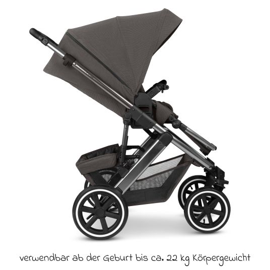 ABC Design Set passeggino 3in1 Salsa 5 Air - incluso navicella, seggiolino auto Pebble Pro, seggiolino sportivo con pacchetto accessori XXL - Almond