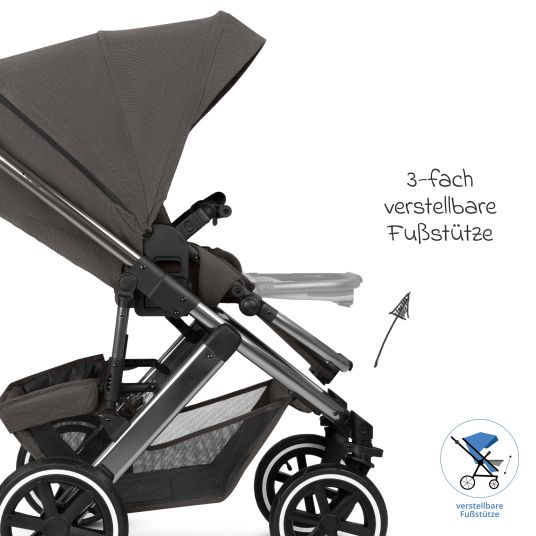 ABC Design Set passeggino 3in1 Salsa 5 Air - incluso navicella, seggiolino auto Pebble Pro, seggiolino sportivo con pacchetto accessori XXL - Almond