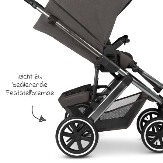 ABC Design Set passeggino 3in1 Salsa 5 Air - incluso navicella, seggiolino auto Pebble Pro, seggiolino sportivo con pacchetto accessori XXL - Almond