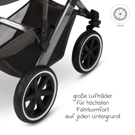 ABC Design Set passeggino 3in1 Salsa 5 Air - incluso navicella, seggiolino auto Pebble Pro, seggiolino sportivo con pacchetto accessori XXL - Almond