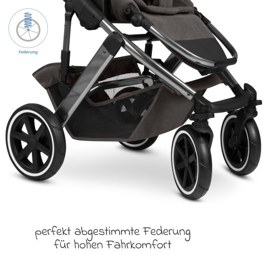 ABC Design Set passeggino 3in1 Salsa 5 Air - incluso navicella, seggiolino auto Pebble Pro, seggiolino sportivo con pacchetto accessori XXL - Almond